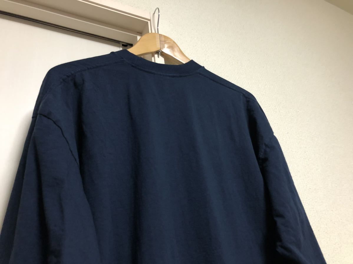 【送料込】90sヴィンテージ FABRIC MADE IN USAアメリカ製 PRO CLUB ネイビーカラー 紺長袖Tシャツ ロンT サイズ表記2XL-TALLビッグサイズ_画像10