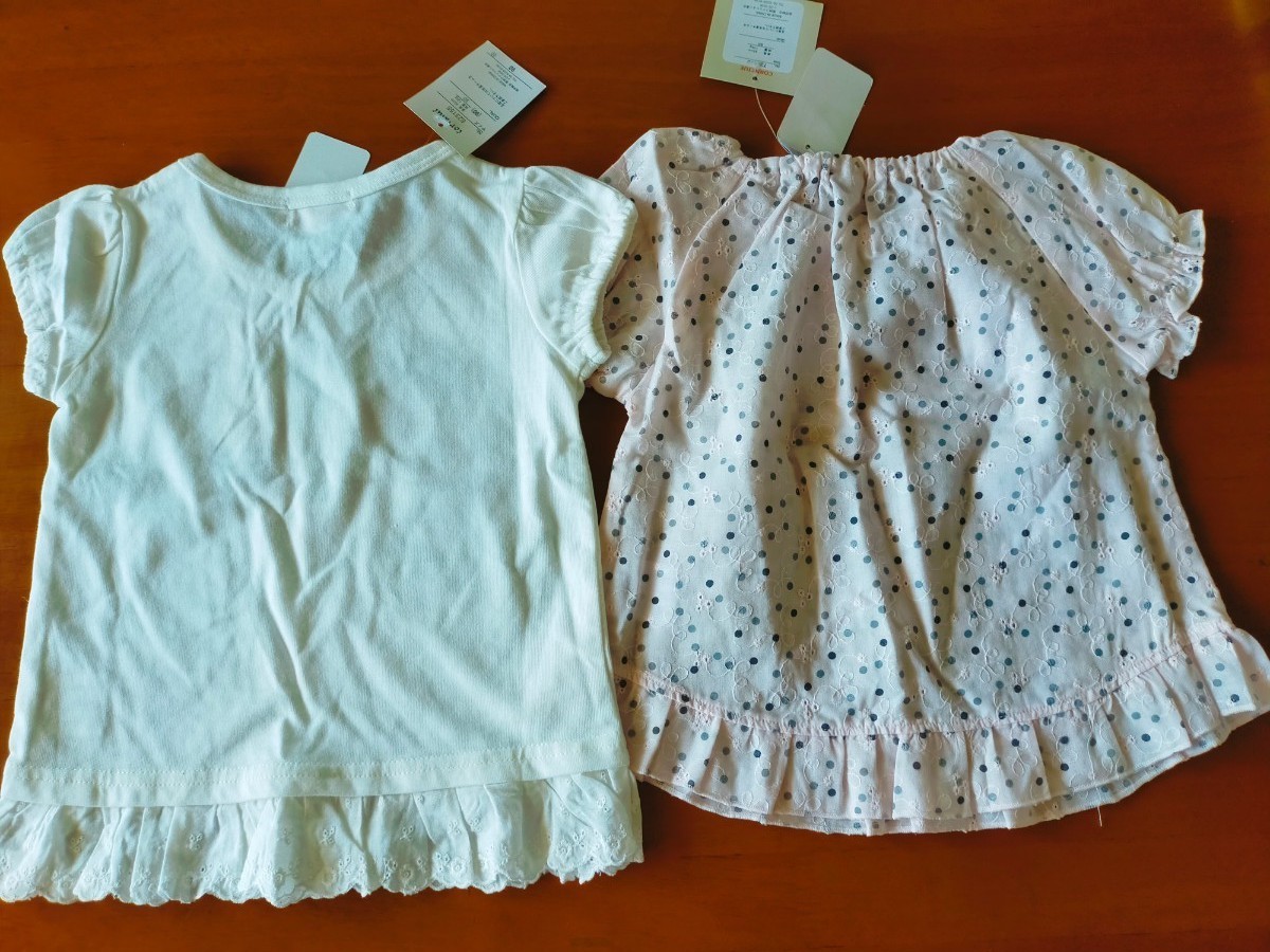 新品 未使用 90cm ガールズ 半袖トップス 2枚セット 定価1900円 子供服 女の子 トップス Tシャツ