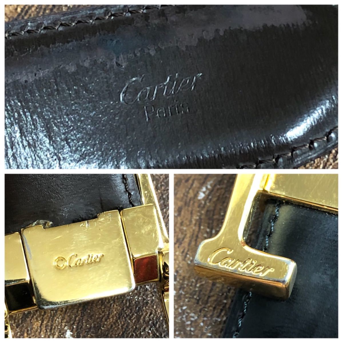 Cartier カルティエ レザー ベルト ブラック×ゴールドカラー金具 メンズ 紳士 菊NS_画像4
