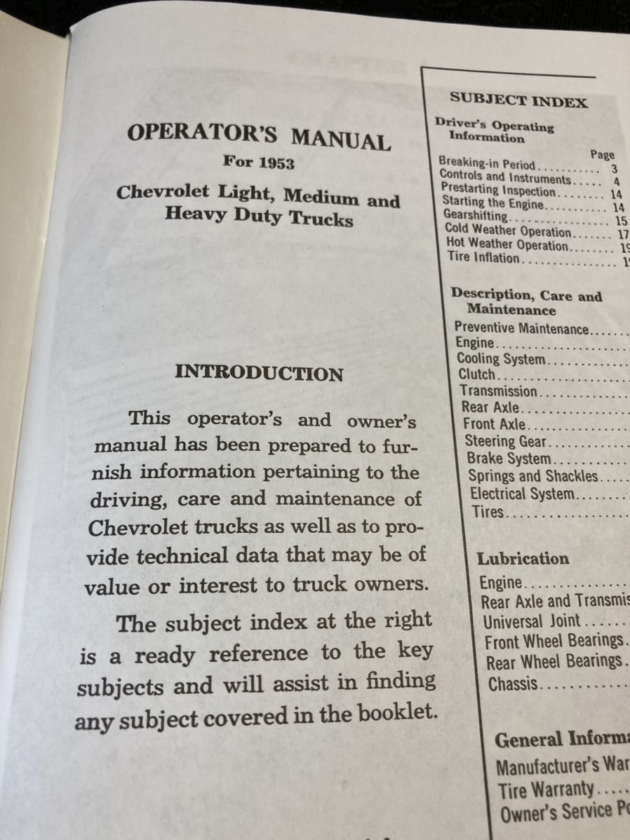 1953 CHEVROLET シボレー トラック オーナーズマニュアル Guide! 本国英字！車載！ 210x135 95P 新品未使用品_画像2