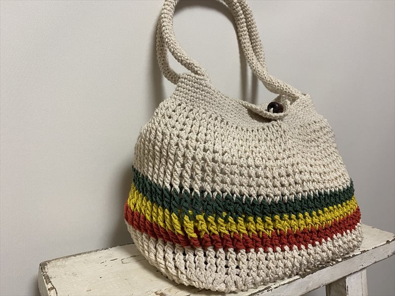 NEW/RASTA COLOR/COTTON ETHNIC BAG/DEAD STOCK/REGGAE/las Takara -/ cotton knitting / ethnic bag / dead stock / Reggae / unused 