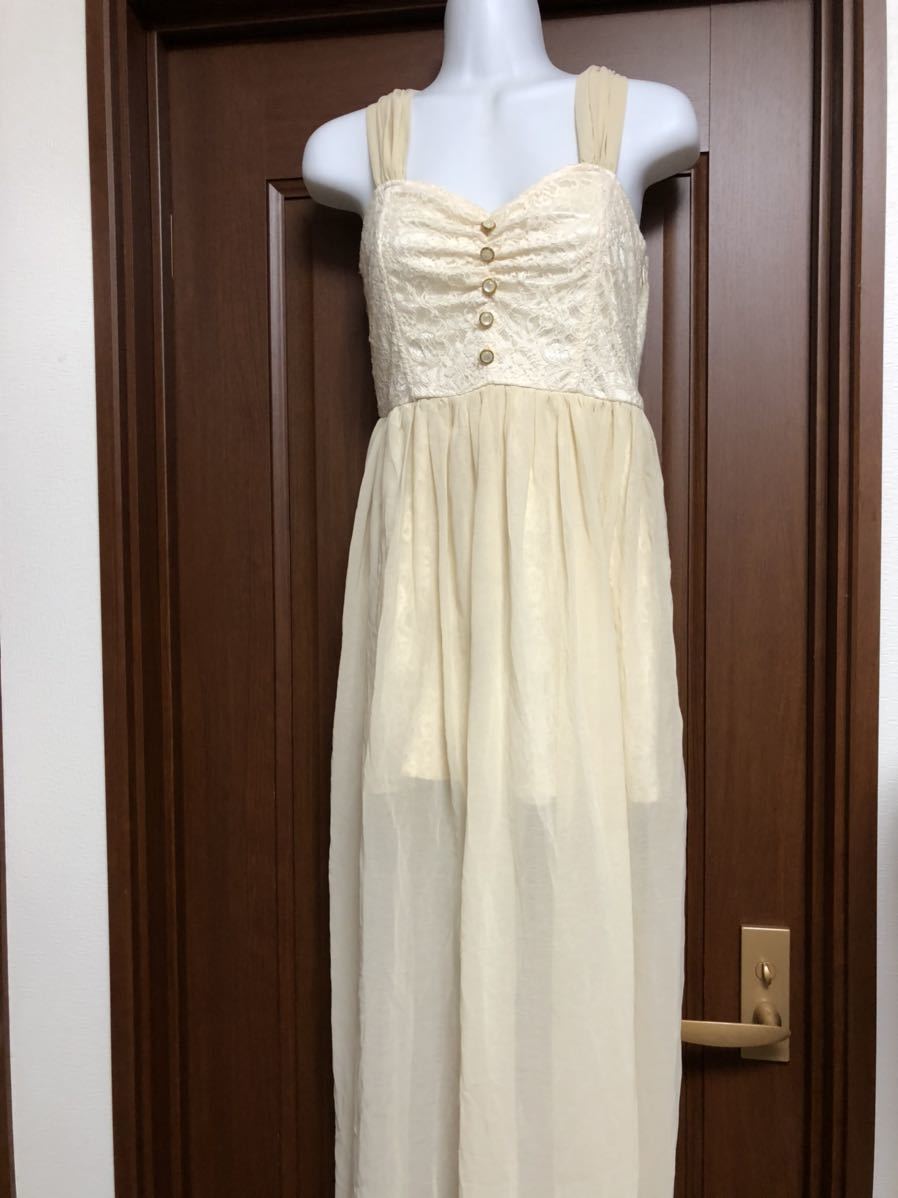  Cecil McBee CECIL McBEE long One-piece spring summer autumn side fastener chiffon white 