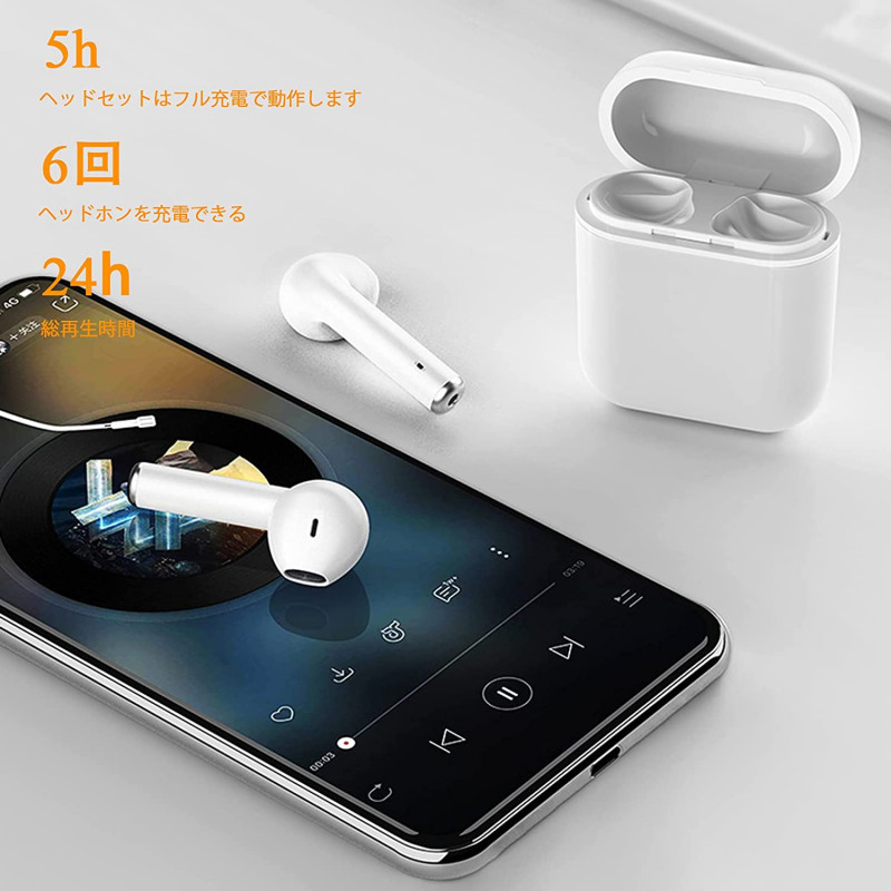 i12 最新型 Bluetoothイヤホン ワイヤレスイヤフォン 白 ホワイト_画像3
