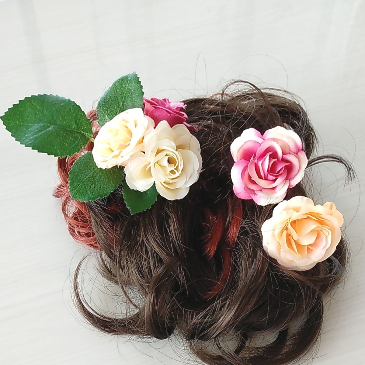 小バラの髪飾り　３本セット