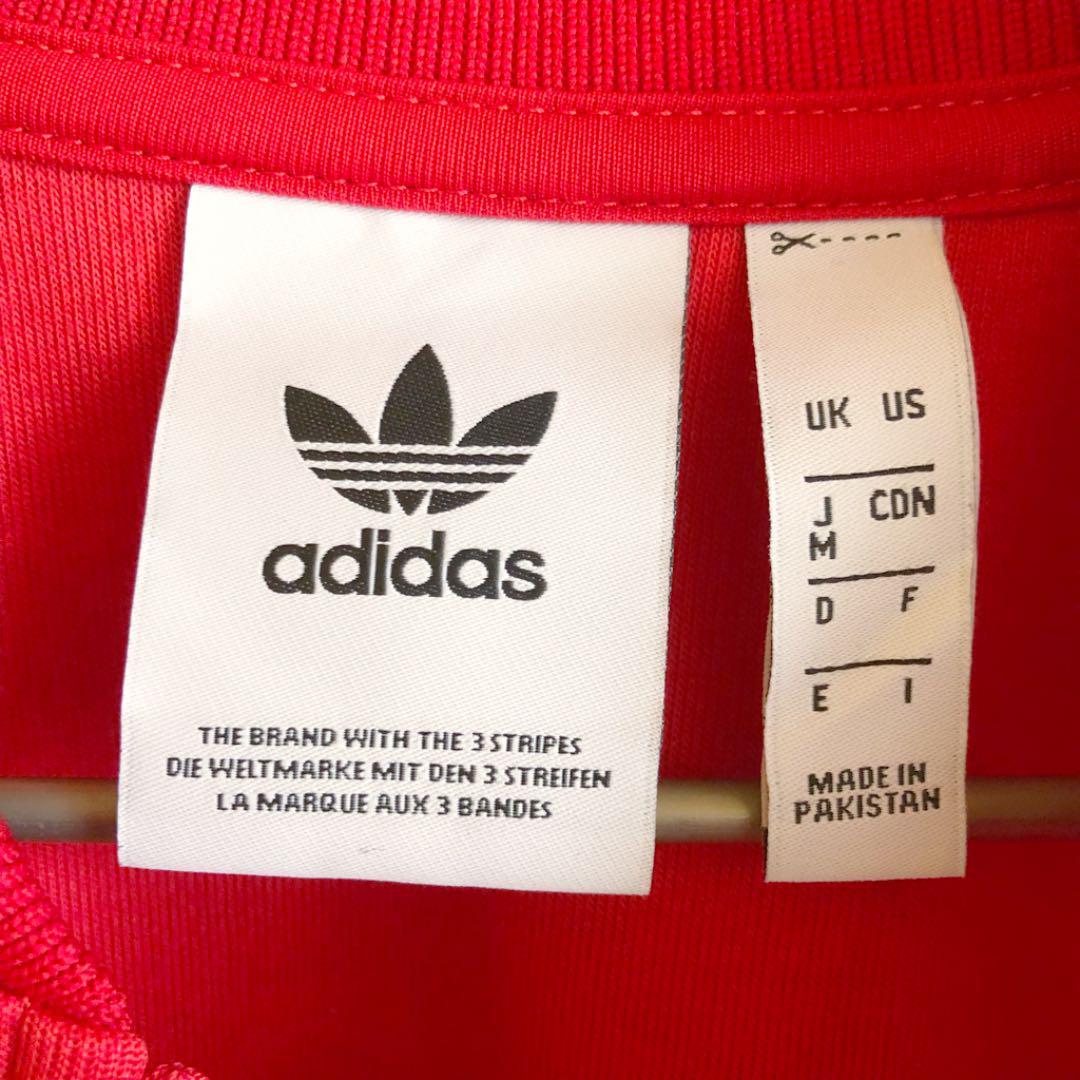 adidas originals アディダス オリジナルス ジャージ トラックジャケット Mサイズ 赤色 レッド バイカラー 刺繍ロゴ