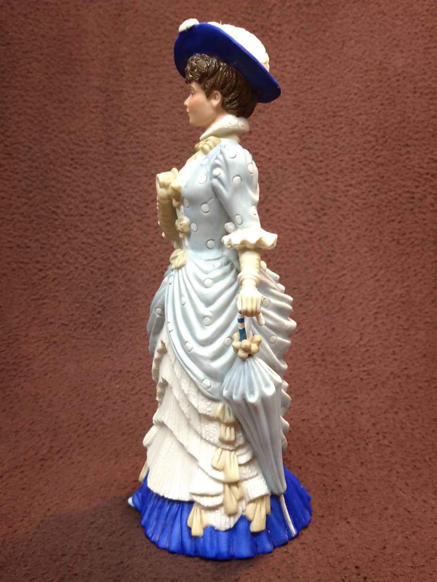  ⑥め ウェッジウッド フィギュリン 女の子 ブルーの水玉のドレス 日傘_画像3