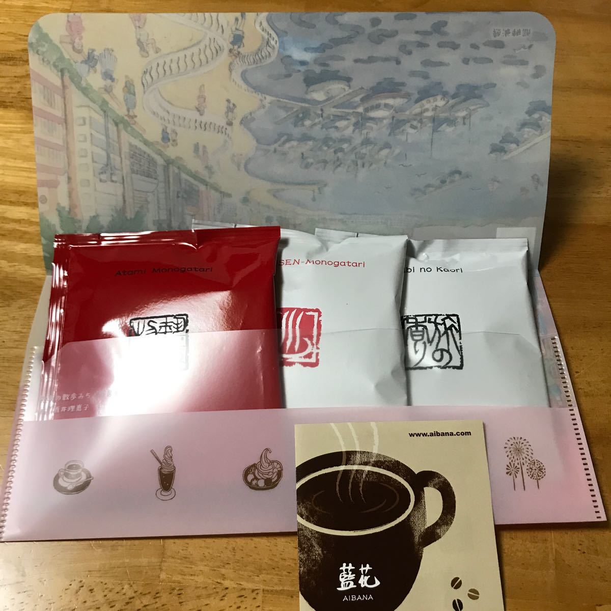 熱海藍花　ドリップコーヒー ×3 マスクケース　封筒入れ　熱海ブランド　茶房藍花　ブレンドコーヒー　お土産　プレゼント　セット