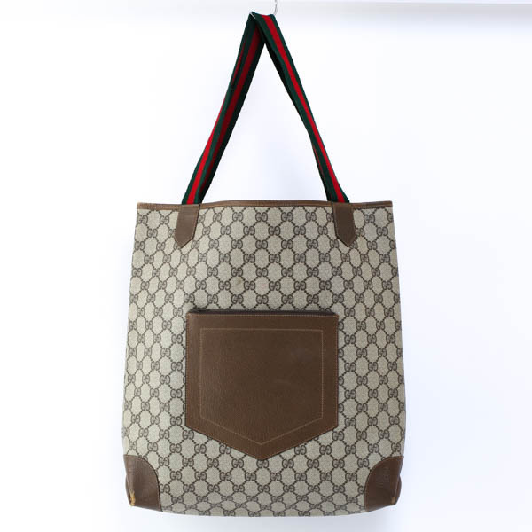 GUCCI グッチ オールド グッチ トートバッグ PVC×レザー GG柄 シェリー