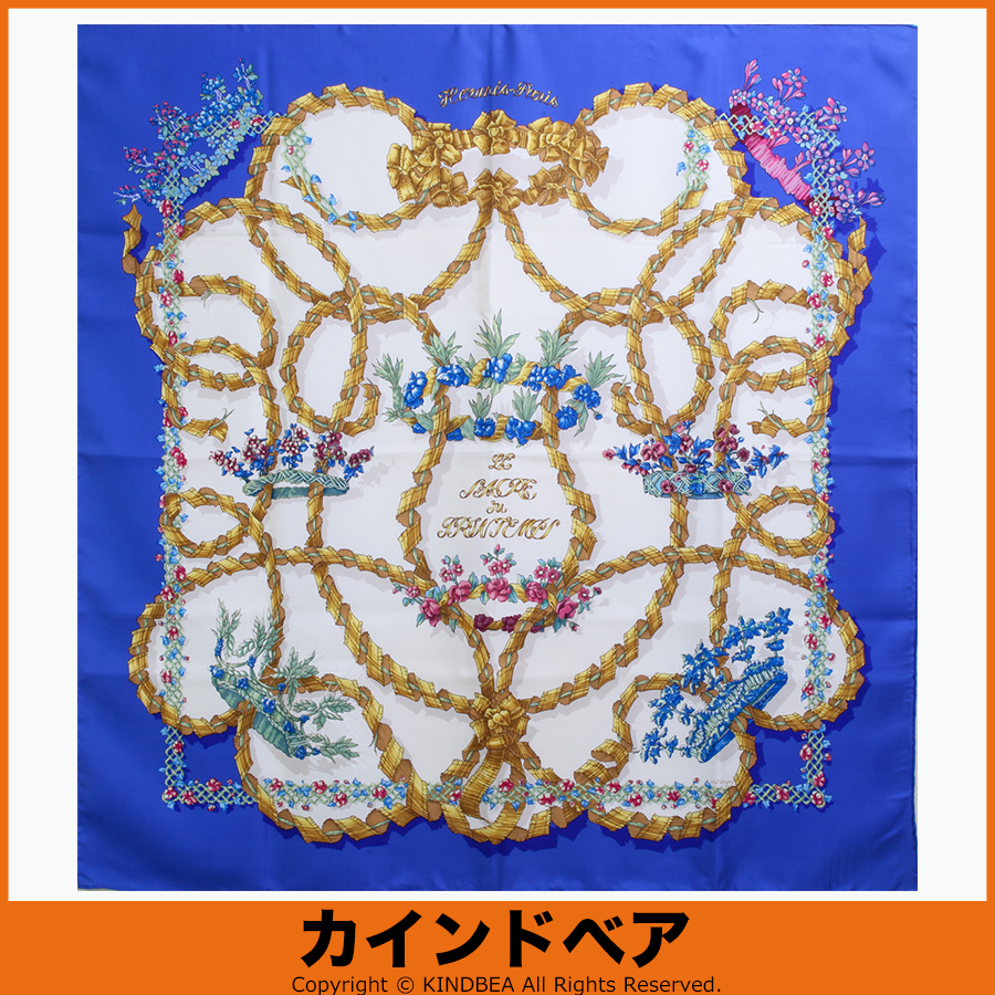HERMES エルメス カレ 90 シルク100％ スカーフ LE SACRE du PRINTEMPS 春の祭典 ブルー #21917YR_画像1