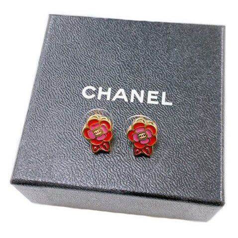 シャネル CHANEL ココマーク カメリア ピアス ピンク ヴィンテージ