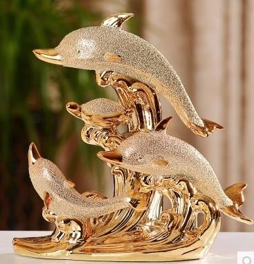 置物 イルカの親子 海亀 陶器製