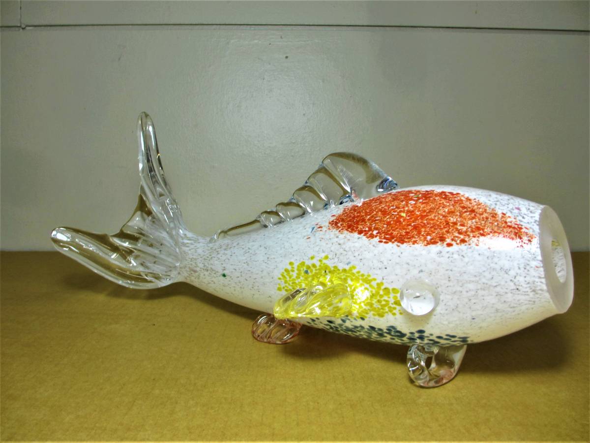 ランキング受賞 アンティークガラスの鯉の花瓶 アンティークガラスの鯉