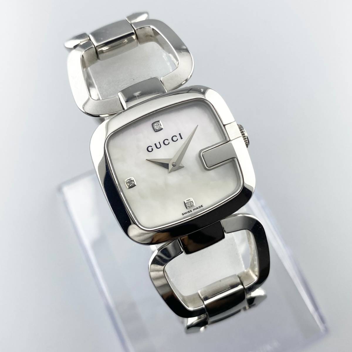 1円〜】GUCCI グッチ 腕時計 レディース 125.5 Gフレーム 3Pダイヤ