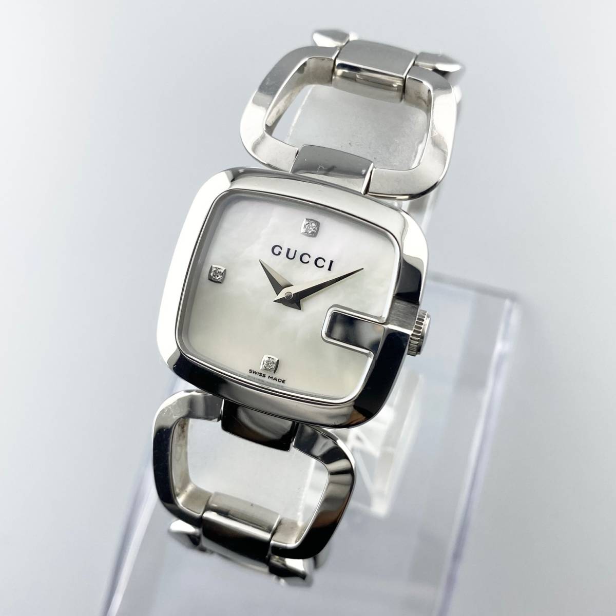 1円〜】GUCCI グッチ 腕時計 レディース 125.5 Gフレーム 3Pダイヤ