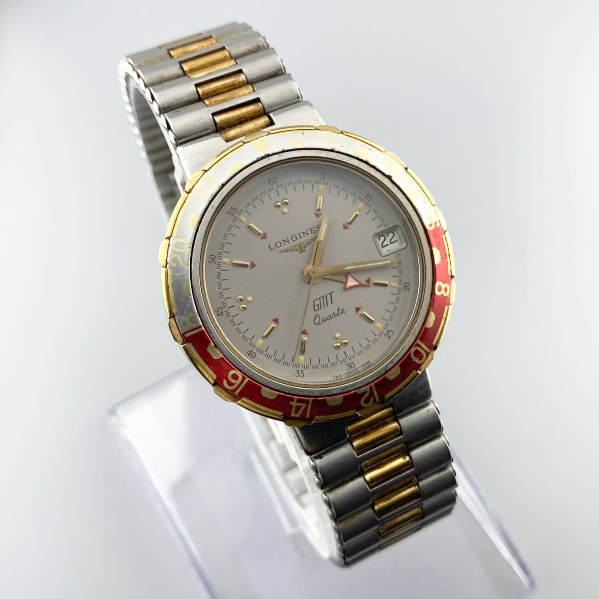 【1円〜】LONGINES ロンジン 腕時計 メンズ Conquest コンクエスト GMT グレー文字盤 アンティーク デイト 訳有 可動品_画像3