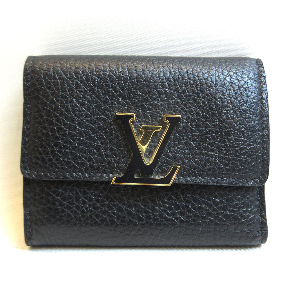 ルイヴィトン 財布 ミニ財布 三つ折り ポルトフォイユ カプシーヌ XS 黒×ピンク ブラック Aランク M68587 LOUISVUITTON 中古 六甲道店_画像1