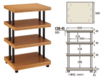 CSR-4S-L タテ型オーディオラック4段 TAOC タオック CSR-シリーズ_画像1