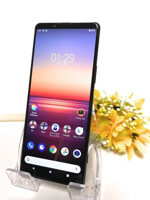 美品☆ SONY au Xperia 1 II ブラック 8GB 128GB SOG01 SIMロック解除