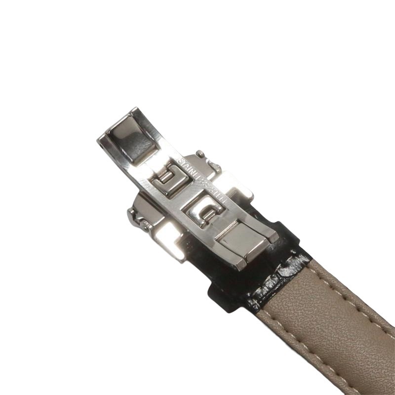 PayPayフリマ｜腕時計ベルト 牛皮製クロコ模様型押しＤバックル 黒色 １８ｍｍ②