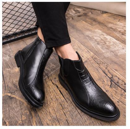 *NEW* men's Tb10312-24.0cm/38 short boots wani pattern Work boots side fastener business shoes black (2 color )