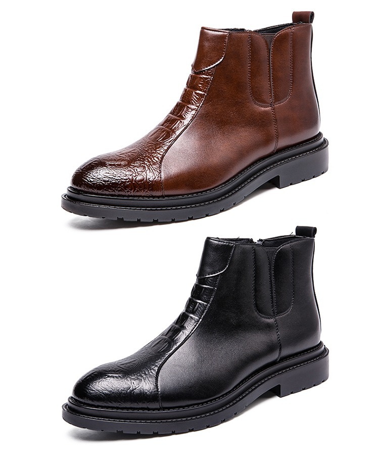 *NEW* men's Tb10312-24.0cm/38 short boots wani pattern Work boots side fastener business shoes black (2 color )