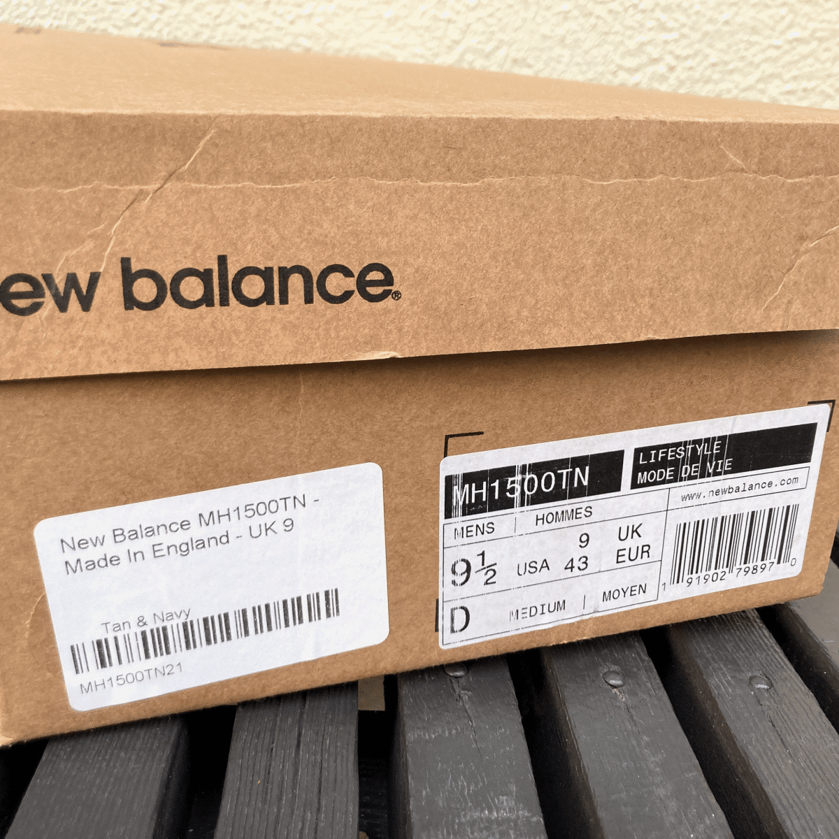 UK производства NEW BALANCE MH1500TN TAN *RAINER~ US9.5D 27.5cm ограничение M1500 mid cut новый товар кожа Англия Британия производства Brown × темно-синий × серый 