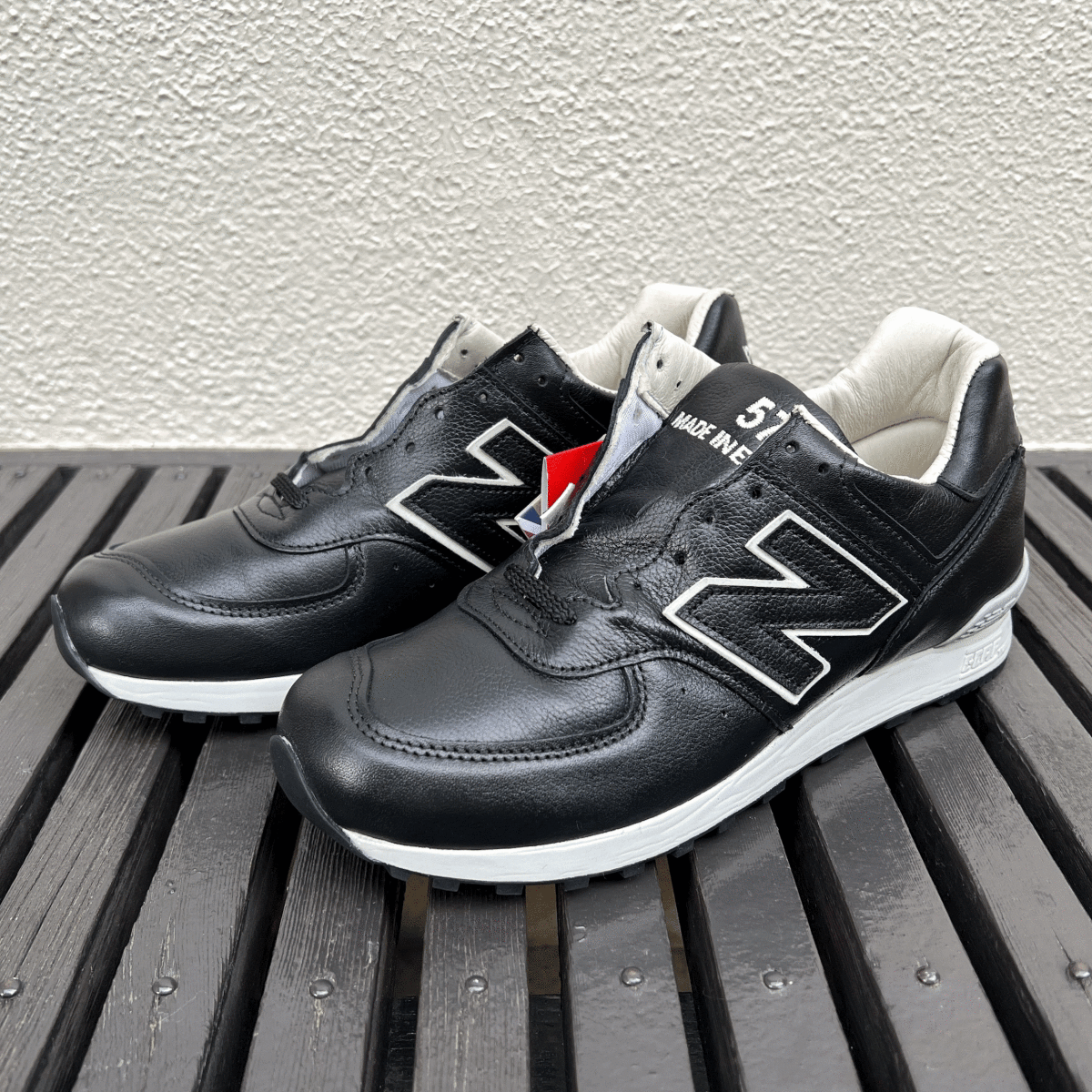 UK製【LIMITED EDITION】NEW BALANCE LM576UK BKU BLACK/TAN US7D 25cm オールレザー 限定 M576 イギリス英国製 NB ブラック 黒 スニーカー_画像2