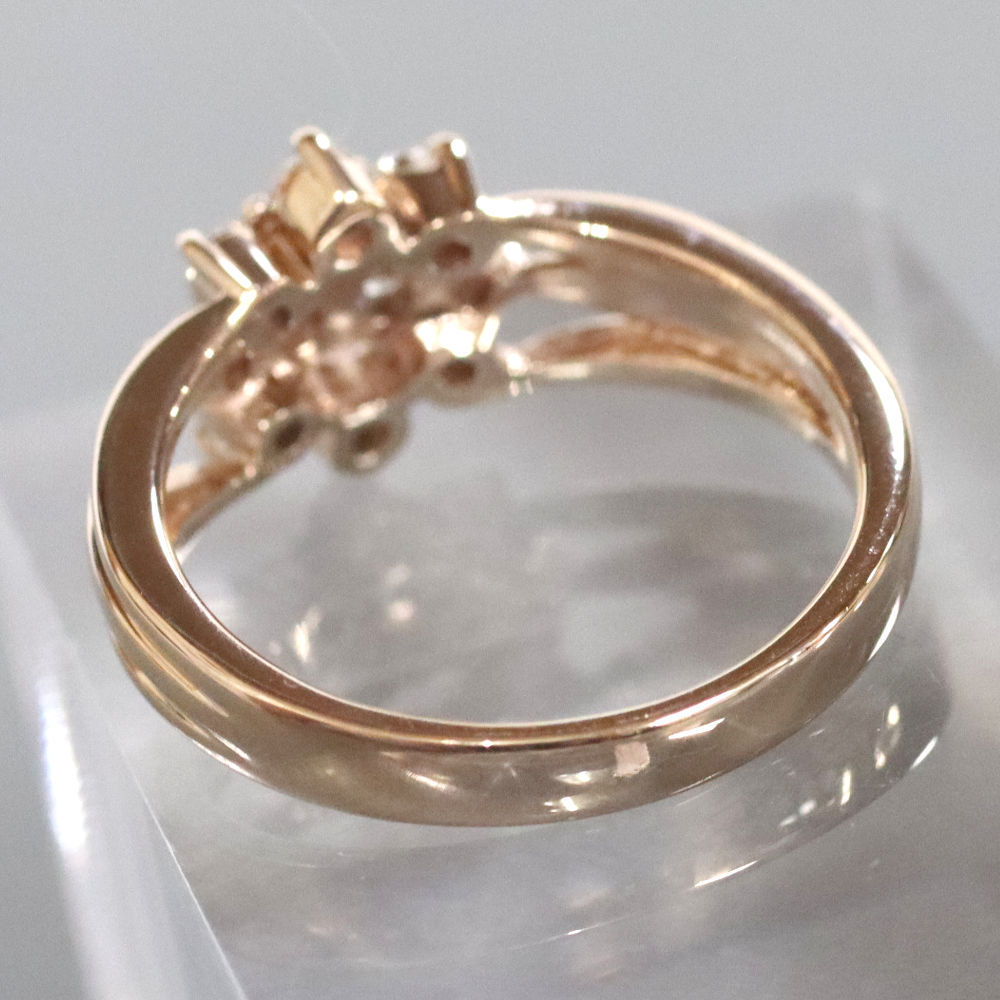 K18 diamond ring D0.50 4.7g #12 flower motif pink gold 
