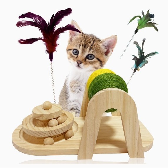 猫 おもちゃ 爪研ぎ ネコ じゃらし ボール ペット 木製 新品 未使用 送料無料