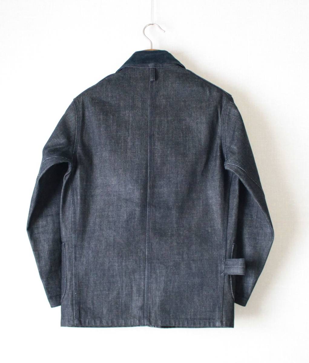 【 BLUCO ブルコ 】インディゴ デニム WORK COAT ワークコート Sサイズ 濃紺 OL-070 定価\19,800 カバーオール ジャケット 襟コーデュロイ_画像10