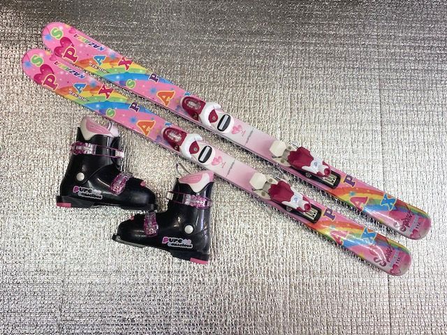 【未使用品】スキー1 女の子にオススメ ジュニアスキーセット 板116㎝/ブーツ21㎝ 子供用 スキー ブーツ 2点セット 中古 78