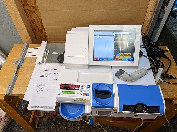 CASIO カシオ 電子レジスター V-R200+富士電機 自動釣銭機(ECS CASIO カシオ 電子レジスター V-R200+富士電機 自動釣銭機(ECS