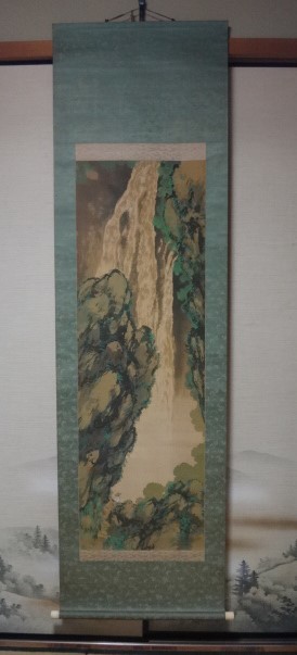 040616[ forest month castle writing brush silk book@ coloring landscape map hanging scroll summer mountain .. also box ] Hyogo prefecture Harima ... higashi city 