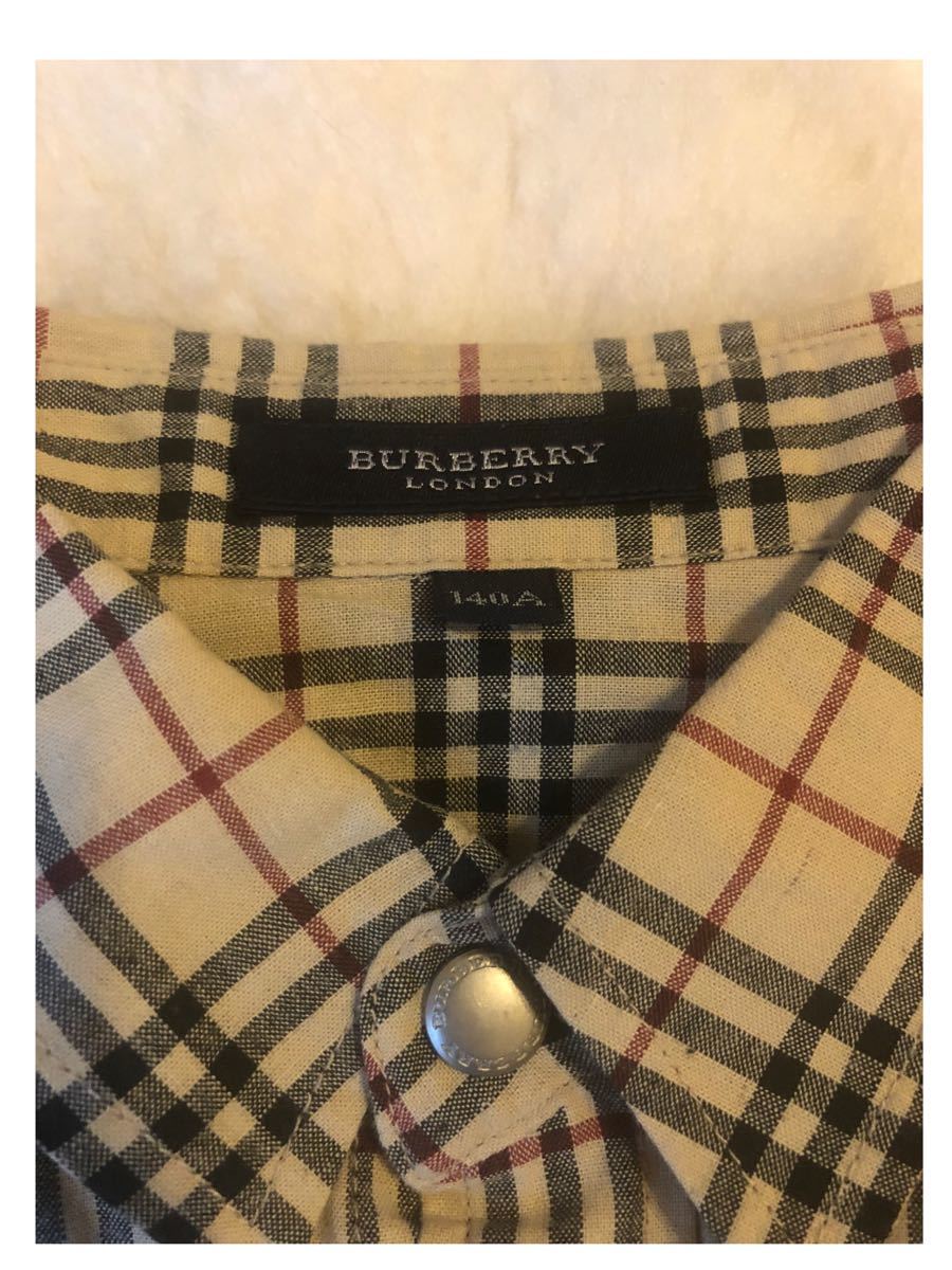 美品本物バーバリーBurberry上質コットン麻チェック柄シャツ☆レアもの