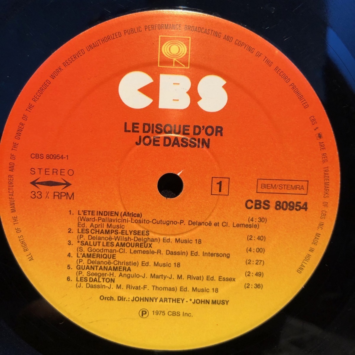 Joe Dassin / L'Ete Indien Album D'Or LP CBS_画像4