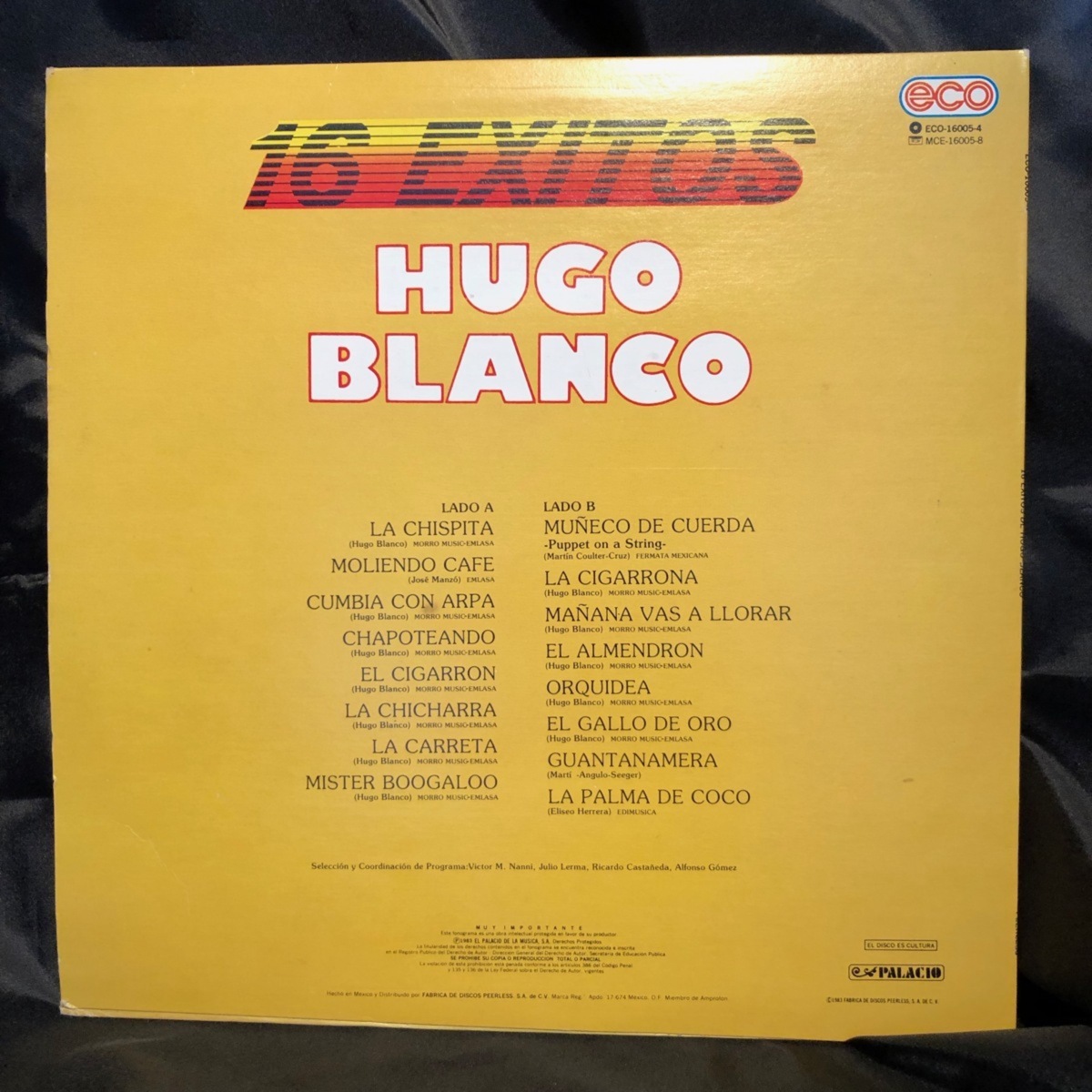 Hugo Blanco 16 Exitos LP PEERLESS_画像2