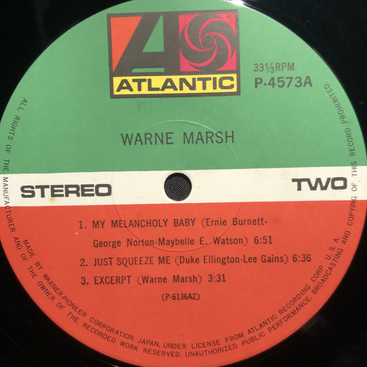 Warne Marsh LP ATLANTIC・WARNER-PIONEER_画像5