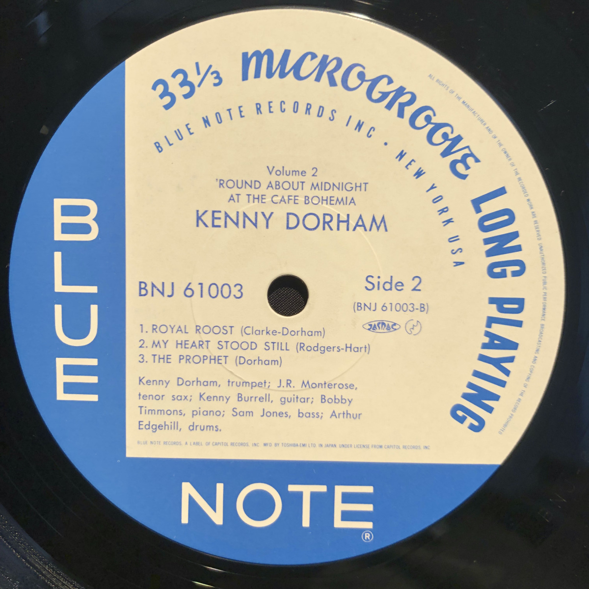KENNY DORHAM / 'Round About Midnight At The Cafe Bohemia, Vol. 2 LP BLUE NOTE・TOSHIBA-EMI_画像5