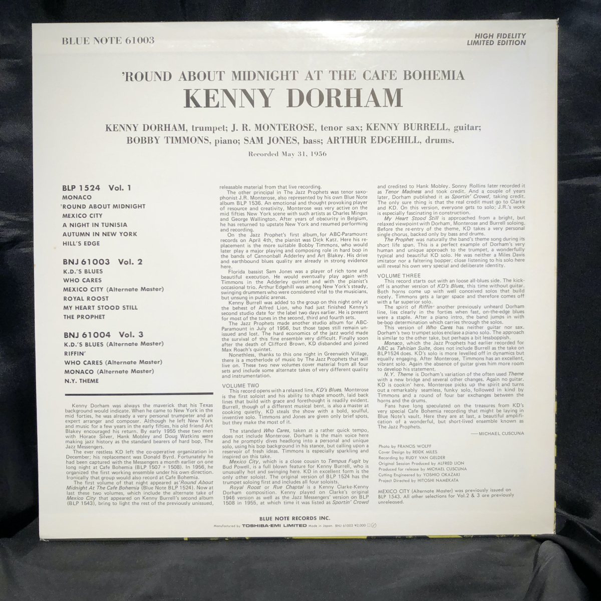 KENNY DORHAM / 'Round About Midnight At The Cafe Bohemia, Vol. 2 LP BLUE NOTE・TOSHIBA-EMI_画像2