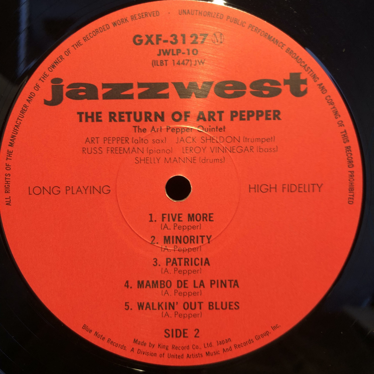 Art Pepper / The Return Of Art Pepper LP JAZZ WEST・King Record_画像5