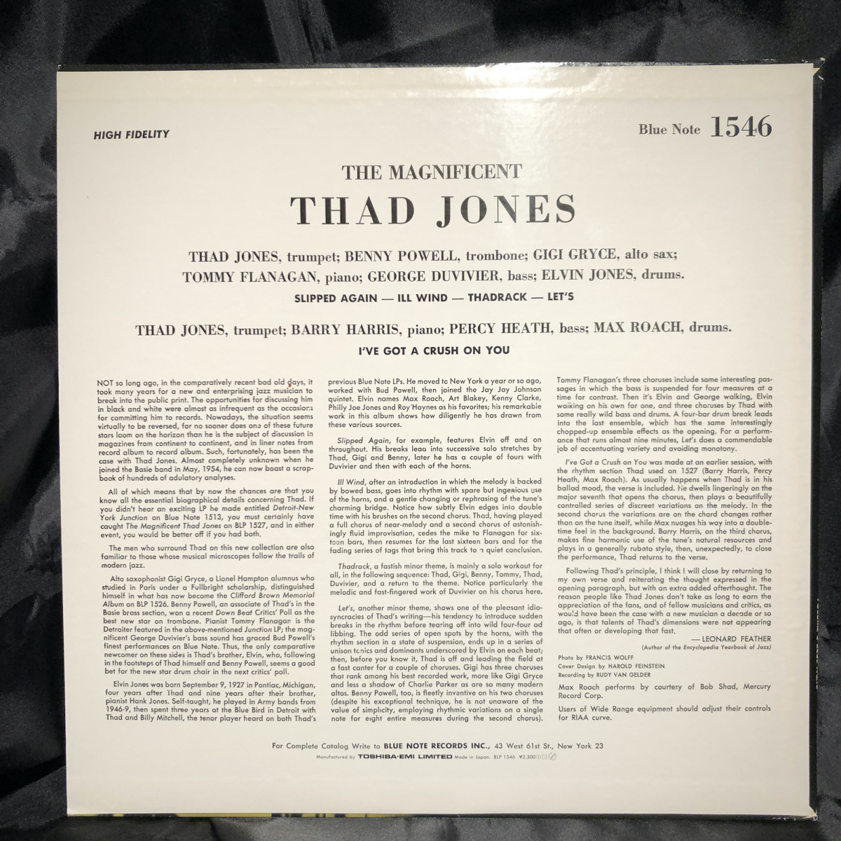 THAD JONES / MAGNIFICENT LP BLUE NOTE ・ TOSHIBA EMI_画像2