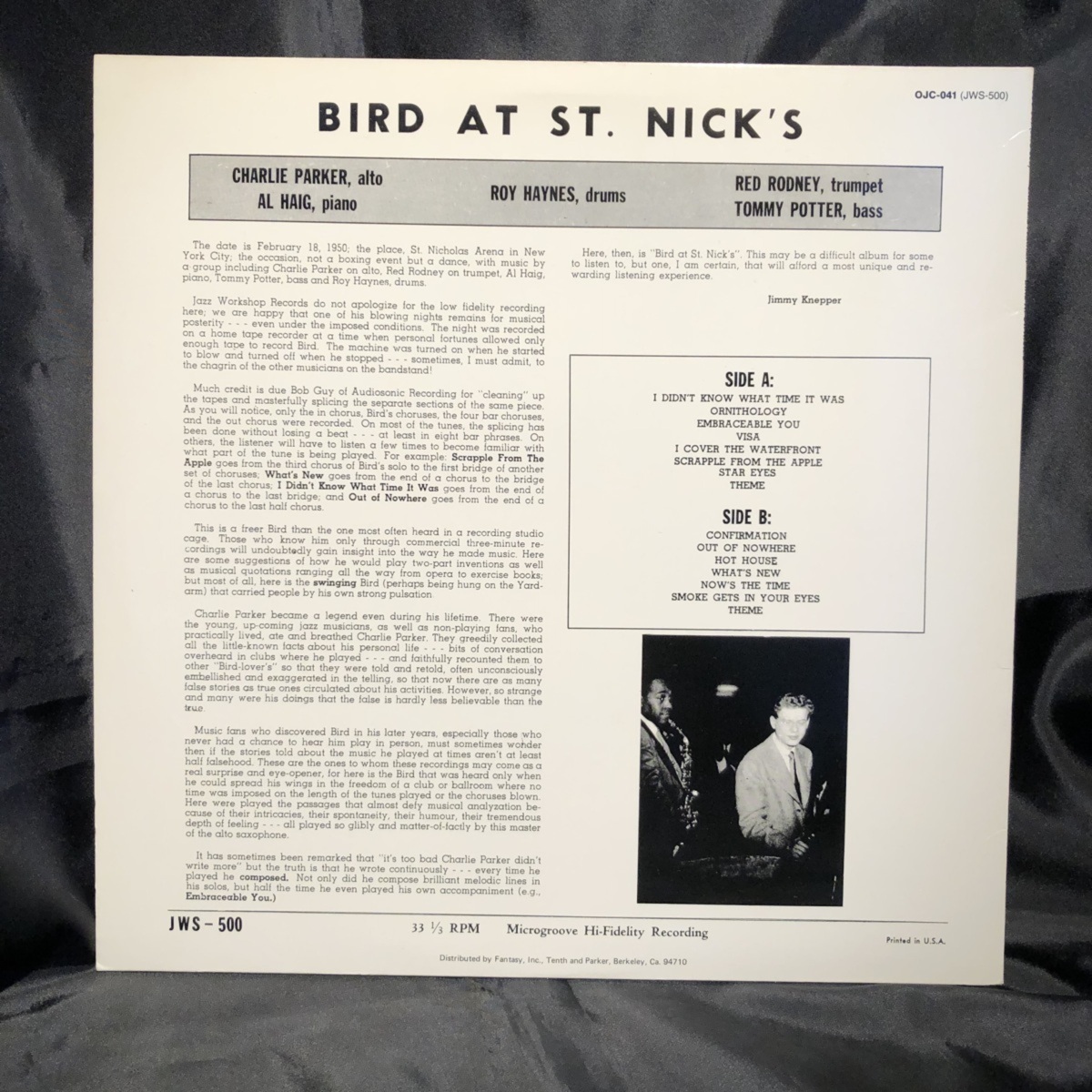 CHARLIE PARKER / Bird At St. Nick's LP FANTASY_画像2