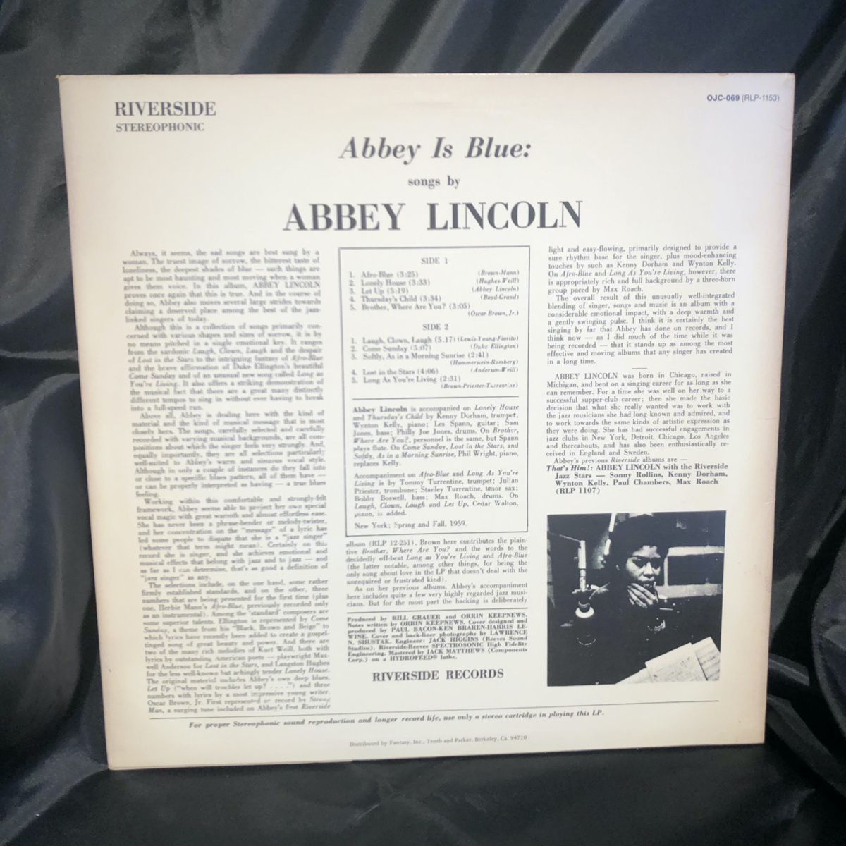 ABBEY IS BLUE / ABBEY LINCOLN LP OJC・RIVERSIDE_画像2