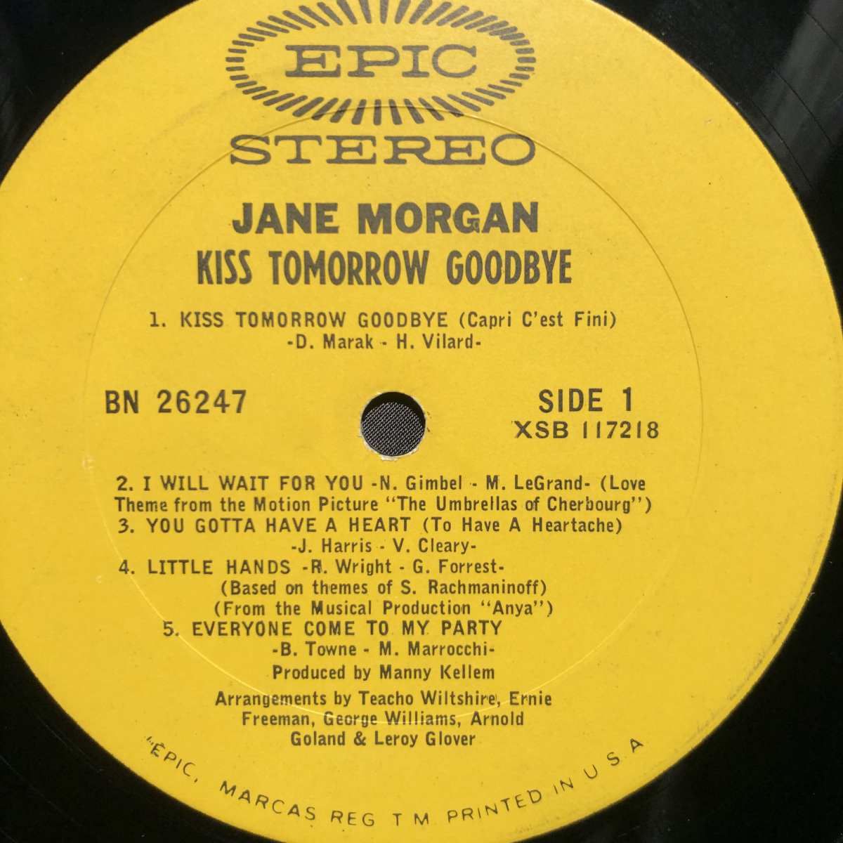 JANE MORGAN / KISS TOMORROW GOODBYE LP EPIC_画像3