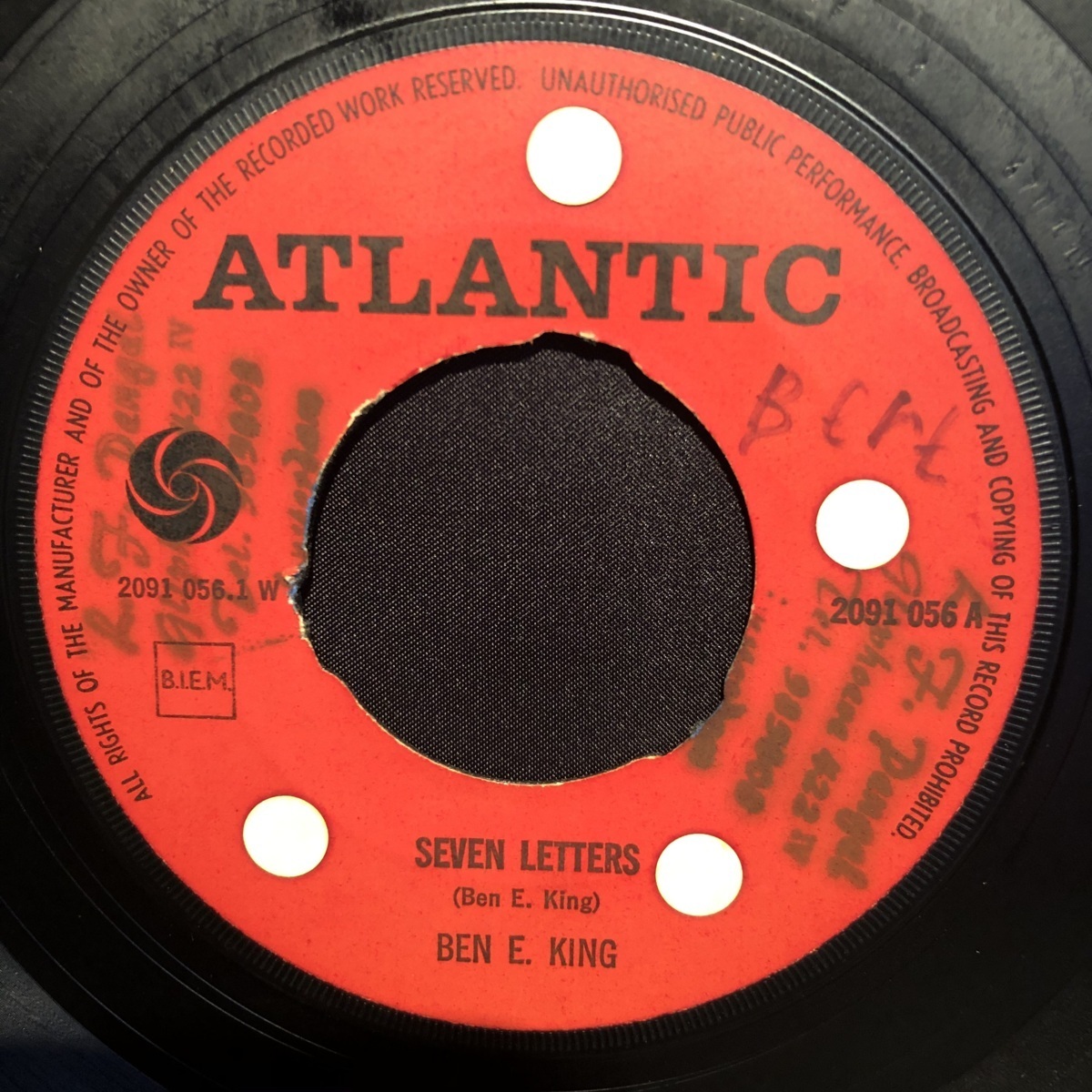 BEN E. KING / Seven Letters ・She's Gone Again 7inch Atlantic_画像3