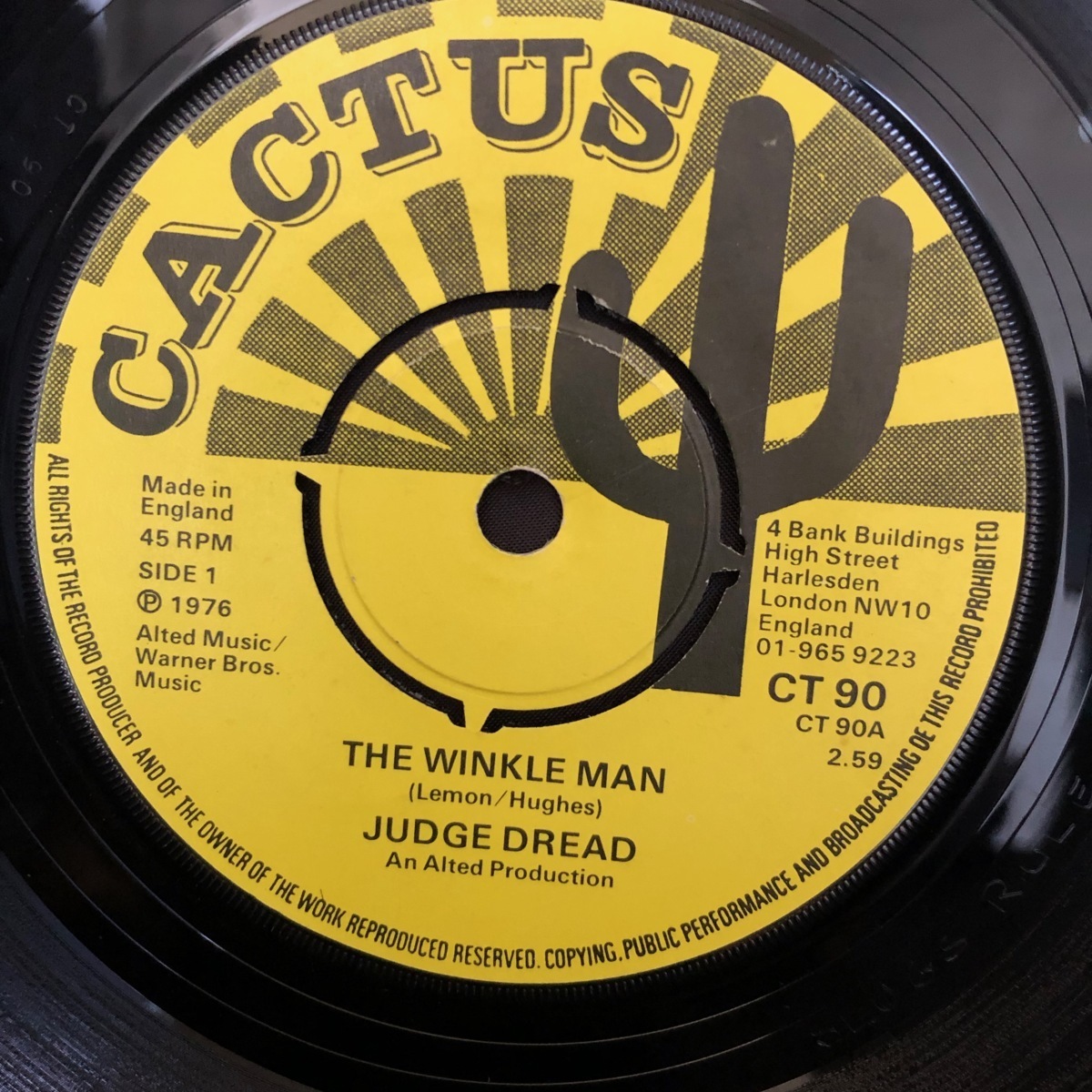 Judge Dread / The Winkle Man 7inch Cactus_画像1