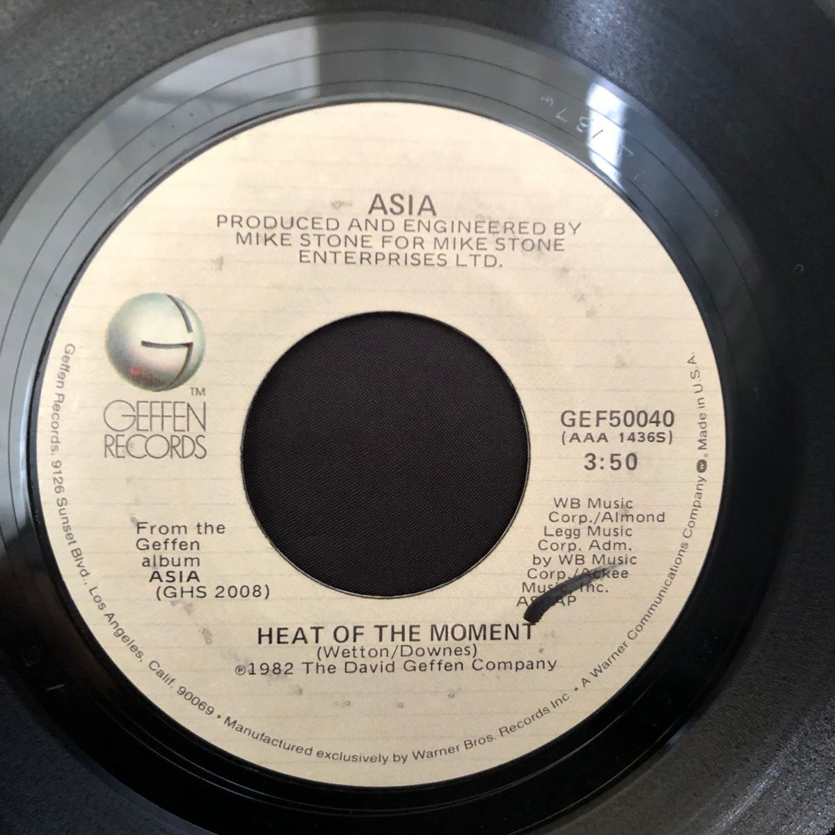 Asia / Heat Of The Moment 7inch Geffen Records_画像1