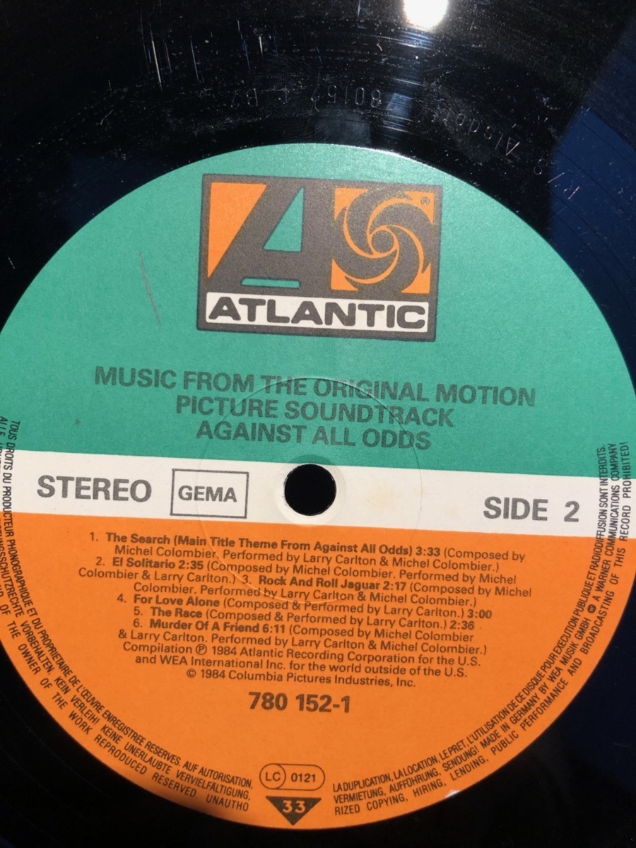 AGAINST ALL ODDS soundtrack LP ATLANTIC