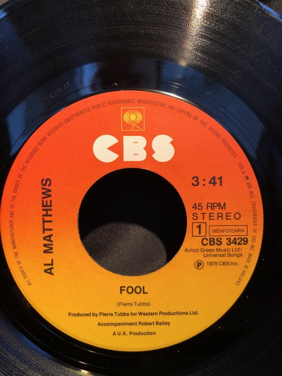 AL MATTHEWS / FOOL 7inch CBSの画像3