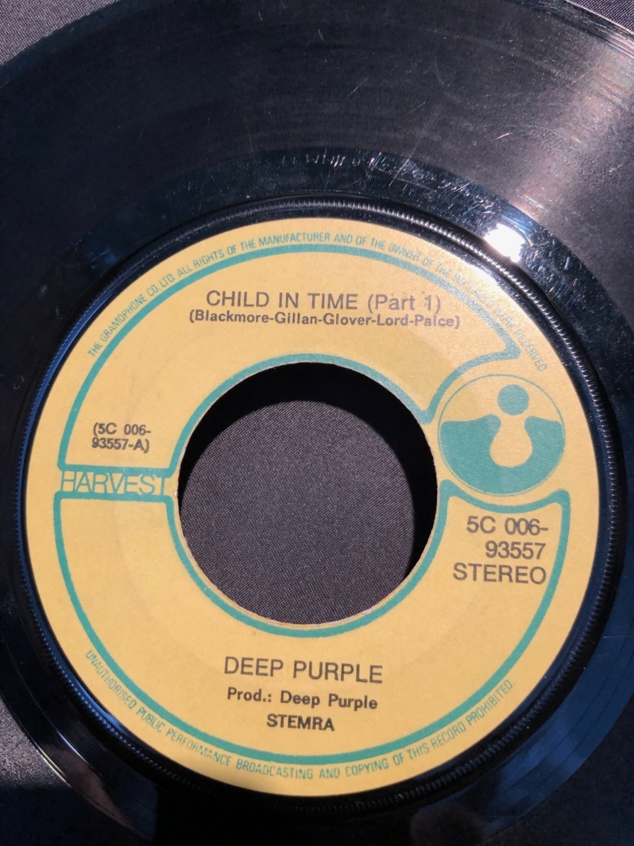Deep Purple / Child In Time 7inch Harvest_画像1